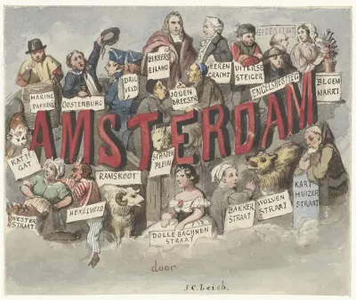 Eerste ontwerp voor de omslag van Amsterdam, van Johannes ter Gouw, 1865