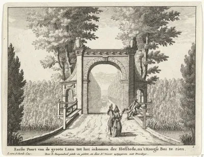 Eerste poort van de grote laan op landgoed Clingendael
