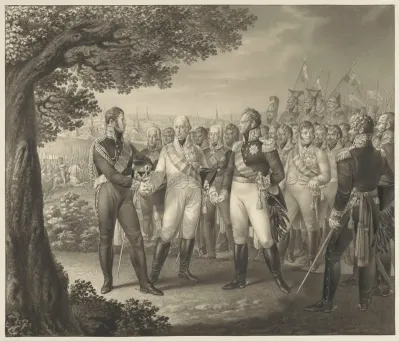 Eerste samenkomst der geallieerde Monarchen met hun ministers te Praag, 18 augustus 1813