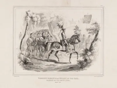 Eglinton Tournament: Baron Glenlyon as the Knight of the Gael, with the Atholl Highlanders