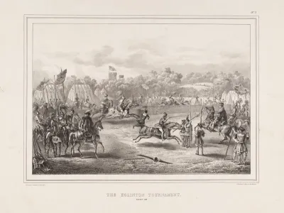 Eglinton Tournament: knights performing jousts