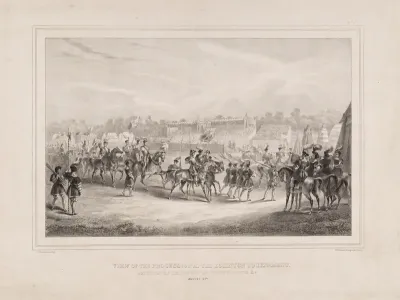 Eglinton Tournament: the procession of knights to the Pavilion of the Queen of Beauty