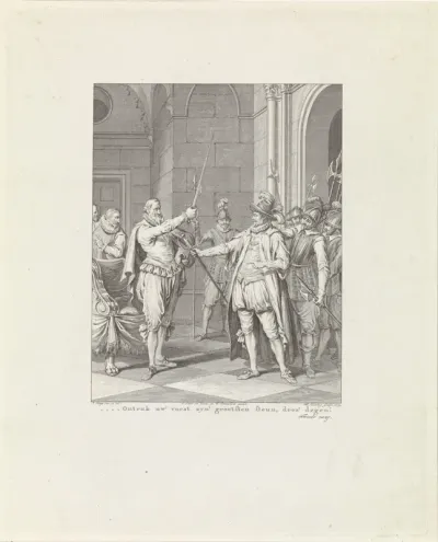 Egmond geeft zijn degen aan Alva, 1567