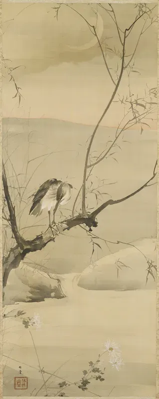 Egret on a Willow Branch