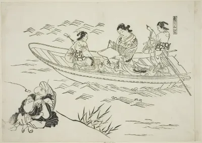 Eguchi and Love's Fishing Boat (Koi no tsuribune Eguchi), no. 4 from a series of 12 prints depicting parodies of plays