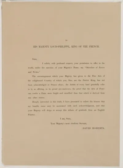 Egypt and Nubia, Volume I: Dedication Page