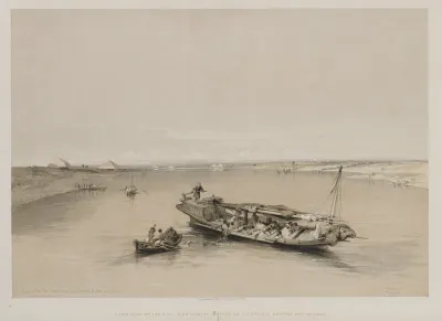 Egypt and Nubia, Volume I: View on the Nile Looking Towards the Pyramids of Dashour and Saccara