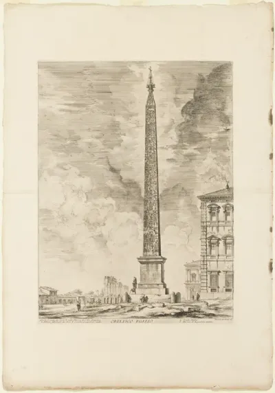 Egyptian Obelisk. This was erected by Pope Sixtus V in the Piazza of St. John Lateran, from Views of Rome