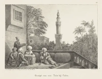 Egyptische mannen in een tuin