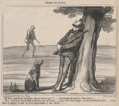 Eh! bien, monsieur Caboulot, vous ne venez pas?...., from Croquis de Chasse, published in Le Charivari, October 6, 1859