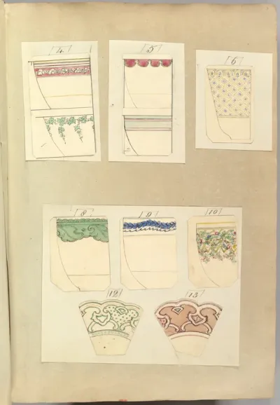 Eight Designs for Decorated Cups and Two Designs for Plate Rims