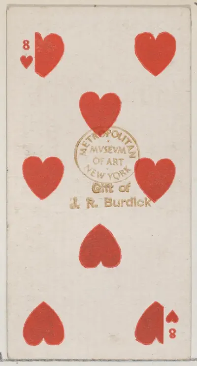Eight Hearts (red), from the Playing Cards series (N84) for Duke brand cigarettes