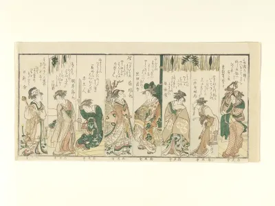 Eight Women Performing New Year Activities