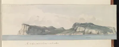 Eiland Capri gezien vanaf zee tijdens de terugreis
