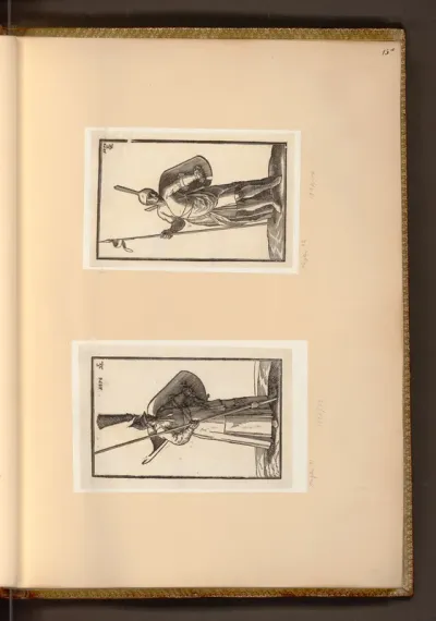 Ein Krieger mit Federbusch auf der Pickelhaube, mit Schild und Lanze; Ein Krieger mit anliegender Mütze, mit Schild und Lanze