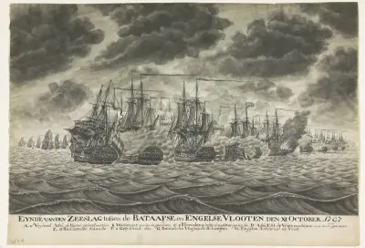 Einde van de zeeslag bij Kamperduin, 11 oktober 1797