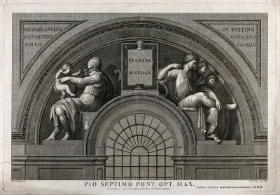 Eleazar and Matthan in a half roundel
