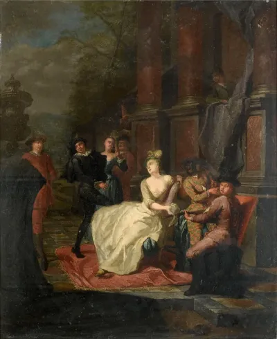 Elegant company making music on a terrace