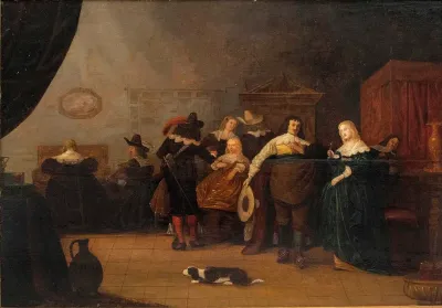 Elegant company with violin player in an interior