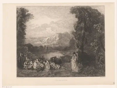 Elegant gezelschap in een berglandschap