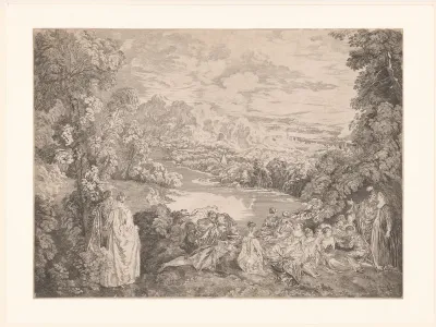 Elegant gezelschap in een landschap