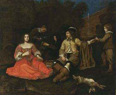 Elegant hunting company resting