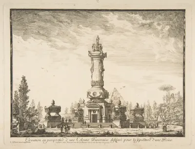 Elevation en perspective d'une colonne destinée pour la Sépultre d'une Reine