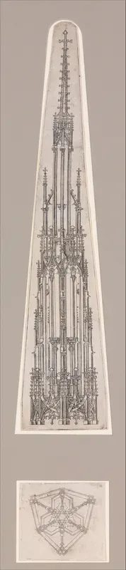 Elevation of a Gothic Pinnacle with a Hexagonal Plan