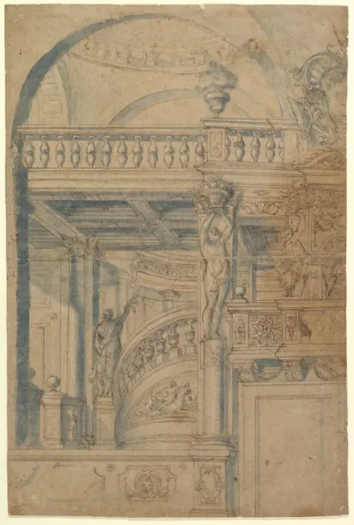 Elevation of a Stairway and Balustrade