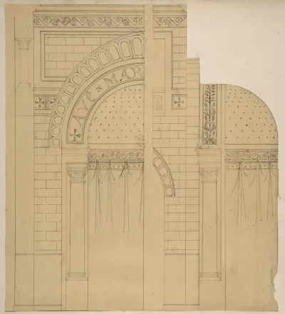 Elevation of a wall design, possibly for a chapel