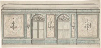 Elevation of a Wall with Two Windows and Five Wall Lights