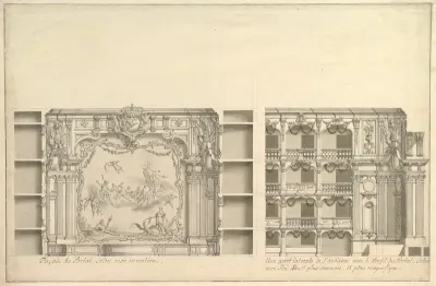 Elevation of Proscenium According to New Design and Lateral View of Boxes