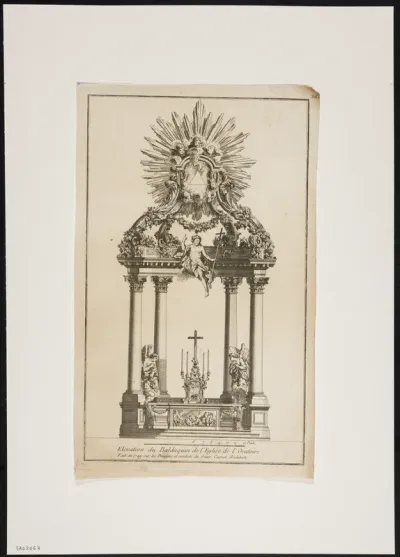 Elevation of the baldachin of the church of the Oratory