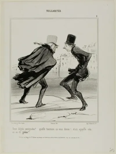 “Eleven degrees centigrade! Look at how it makes you look! And this is called the year of grace!,” plate 1 from Vulgarités