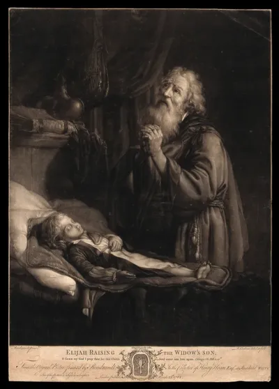 Elijah prays to raise the widow's son