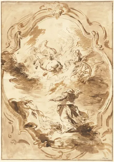 Elisha Watching Elijah Ascend in the Fiery Chariot