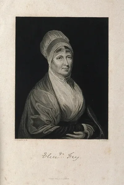 Elizabeth Fry. Stipple engraving by J. Cochran, 1846, after C. R. Leslie