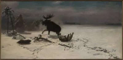 Elk fighting the wolves