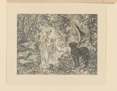 Ella met de fee Fatima en haar hond Nero in een bos