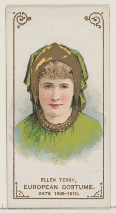 Ellen Terry in European Costume from 1485-1510, from the set Actors and Actresses, First Series (N70) for Duke brand cigarettes