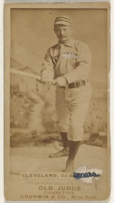 Elmer Ellsworth Cleveland, 3rd Base, Omaha Omahogs/ Lambs, from the Old Judge series (N172) for Old Judge Cigarettes