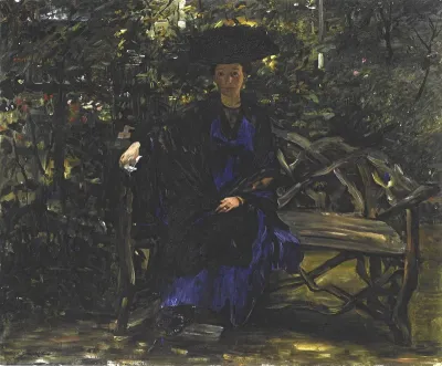 Else Kaumann auf der Gartenbank