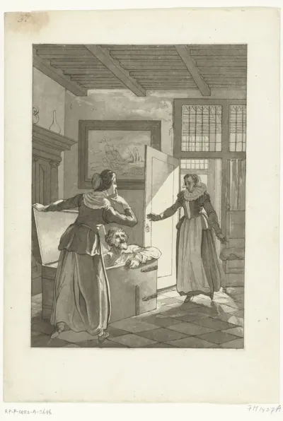 Elsje van Houweningen betrapt Hugo de Groot in de boekenkist, 1621