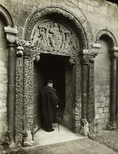 Ely Cathedral: Prior's Door, with Bedesman