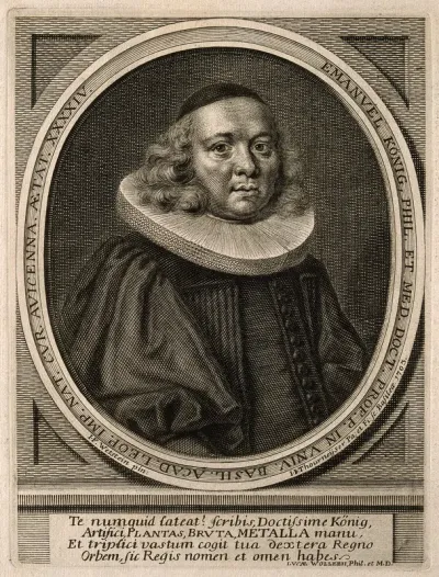 Emanuel Koenig. Line engraving by J. J. Thourneyser, senior & junior, 1703, after J. F. Wettstein