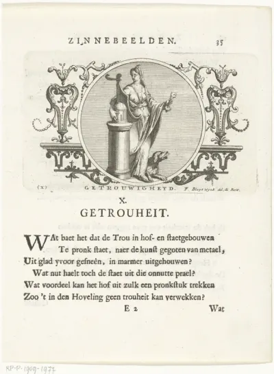 Embleem met allegorie op betrouwbaarheid