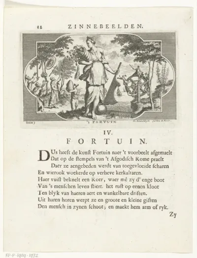 Embleem met allegorie op fortuin