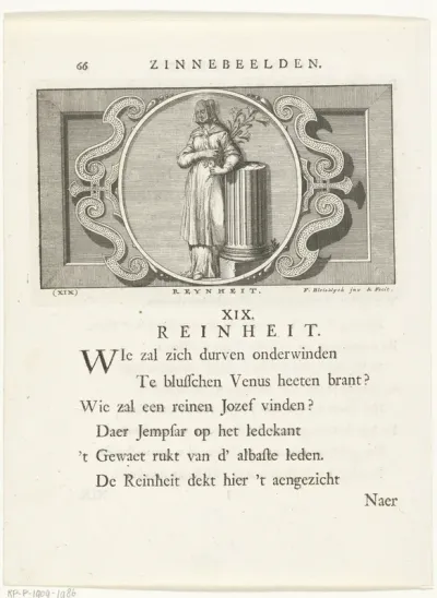 Embleem met allegorie op kuisheid (reinheid)