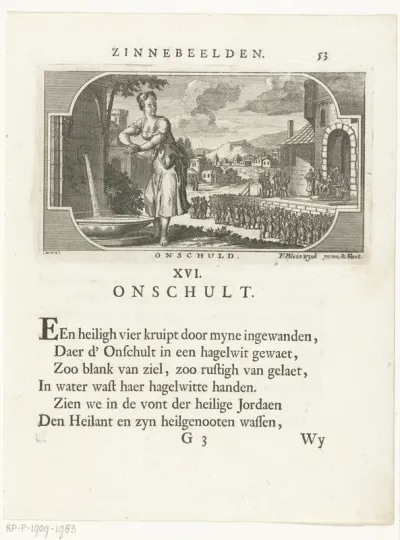 Embleem met allegorie op onschuld