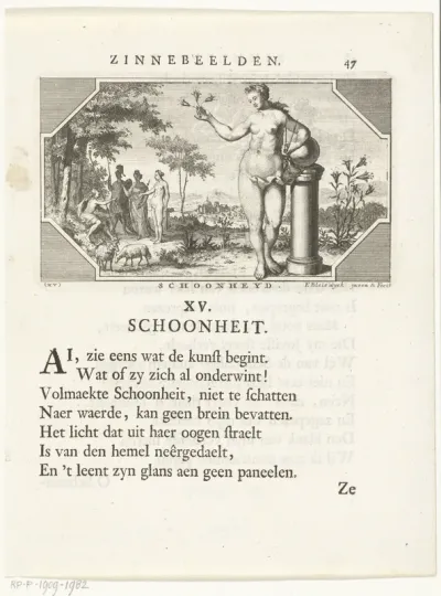 Embleem met allegorie op schoonheid
